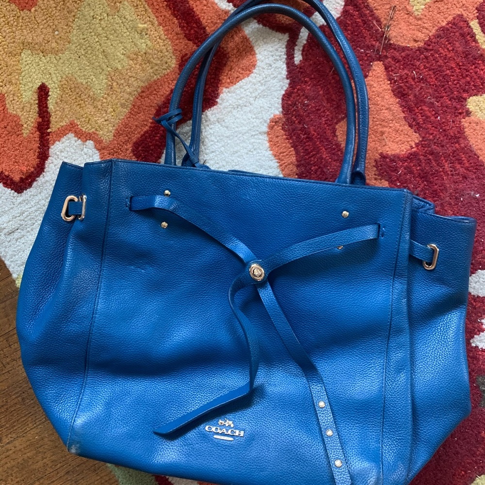 Coach blue leather handbag